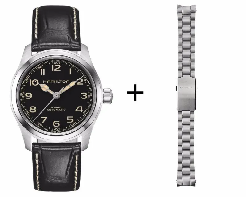 Hamilton Khaki Field Murph Automatik Herrenuhr H70405730 Set mit Edelstahl Band